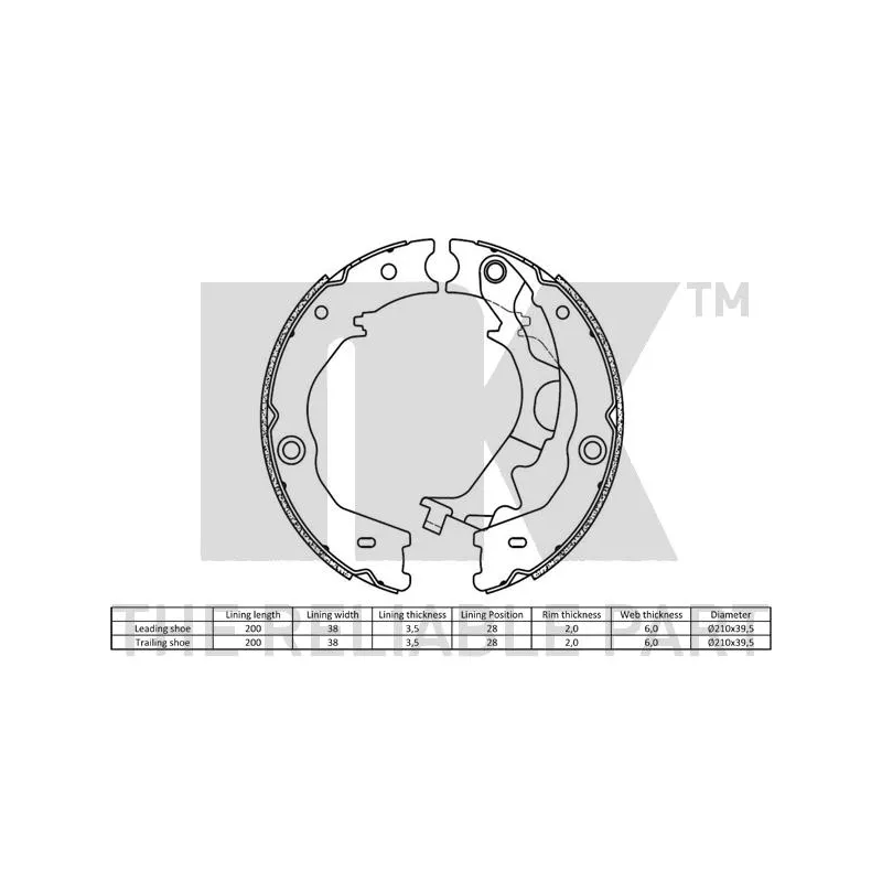 Jeu de mâchoires de frein, frein de stationnement NK 2735807 - Visuel 1