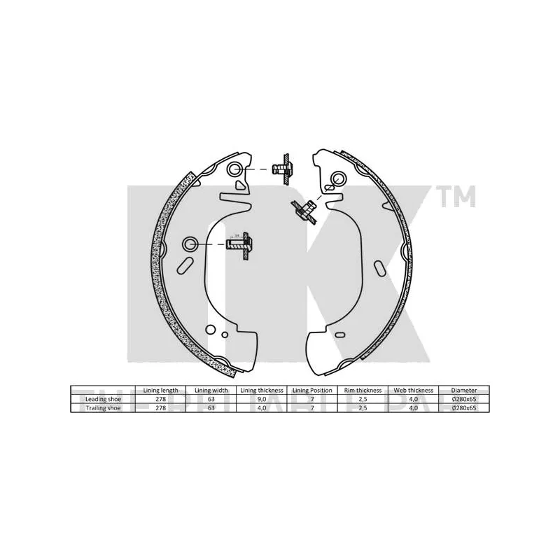 Jeu de mâchoires de frein NK 2736664 - Visuel 1