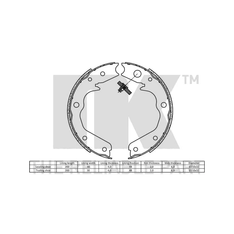 Jeu de mâchoires de frein, frein de stationnement NK 2736712 - Visuel 1