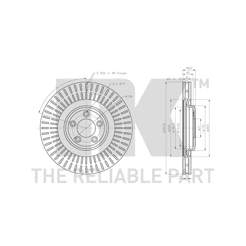 Jeu de 2 disques de frein avant NK 311225 - Visuel 2