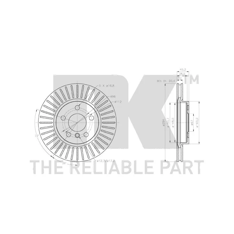 Jeu de 2 disques de frein avant NK 3115116 - Visuel 2