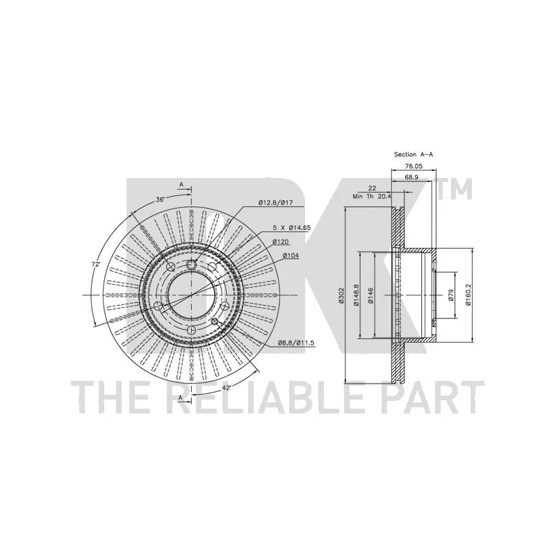 Jeu de 2 disques de frein avant NK 311519 - Visuel 2