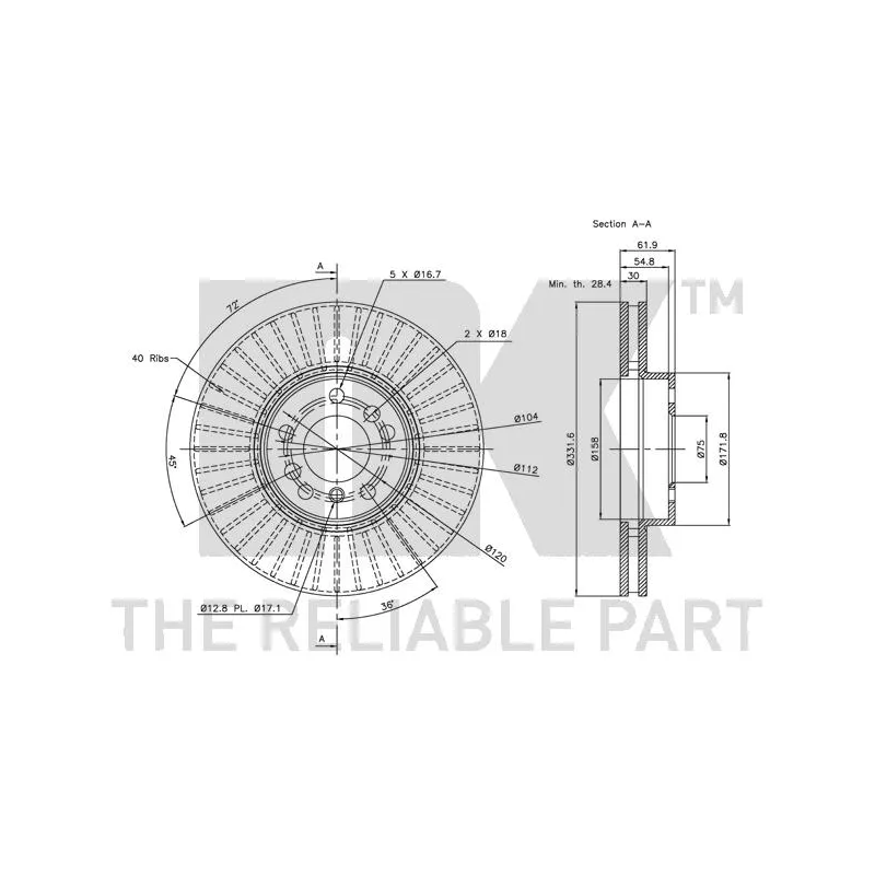 Jeu de 2 disques de frein avant NK 311547 - Visuel 2