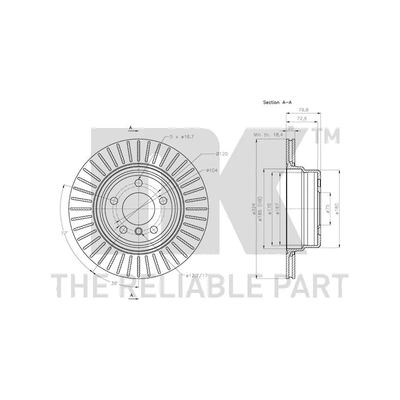 Jeu de 2 disques de frein arrière NK 311585 - Visuel 2