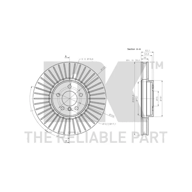 Jeu de 2 disques de frein avant NK 311589 - Visuel 2