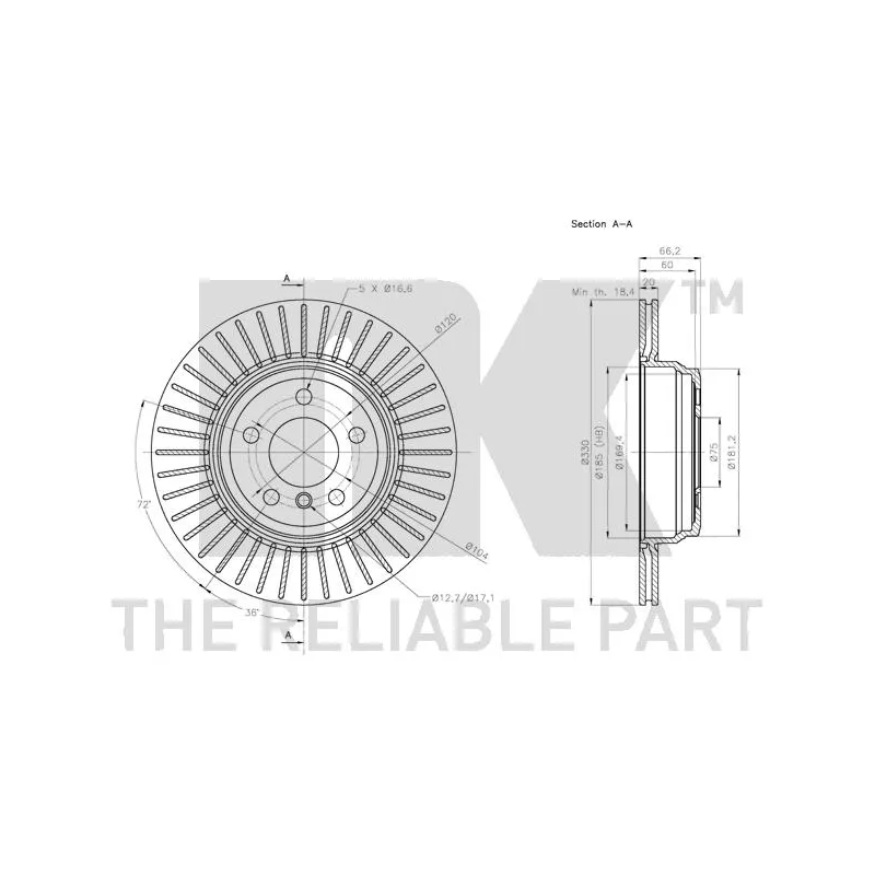 Jeu de 2 disques de frein arrière NK 311599 - Visuel 2