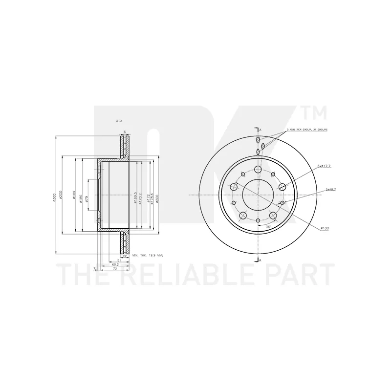 Jeu de 2 disques de frein arrière NK 311963 - Visuel 2
