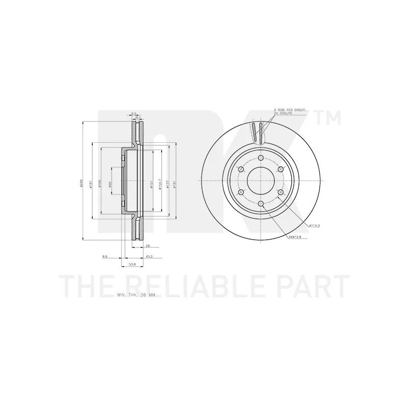 Jeu de 2 disques de frein avant NK 3122102 - Visuel 2