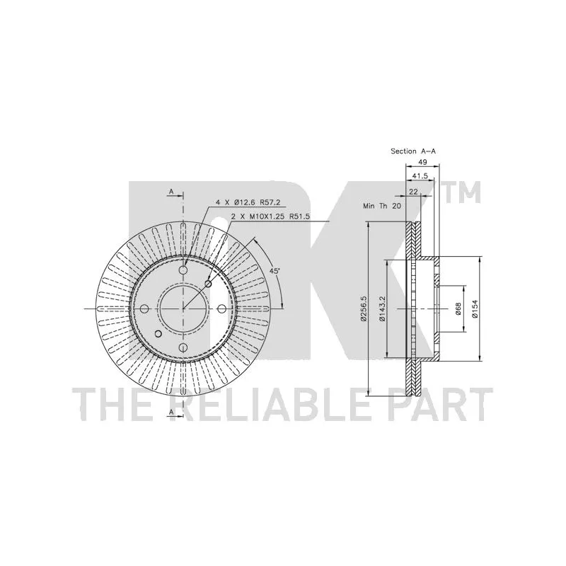Jeu de 2 disques de frein avant NK 312231 - Visuel 2