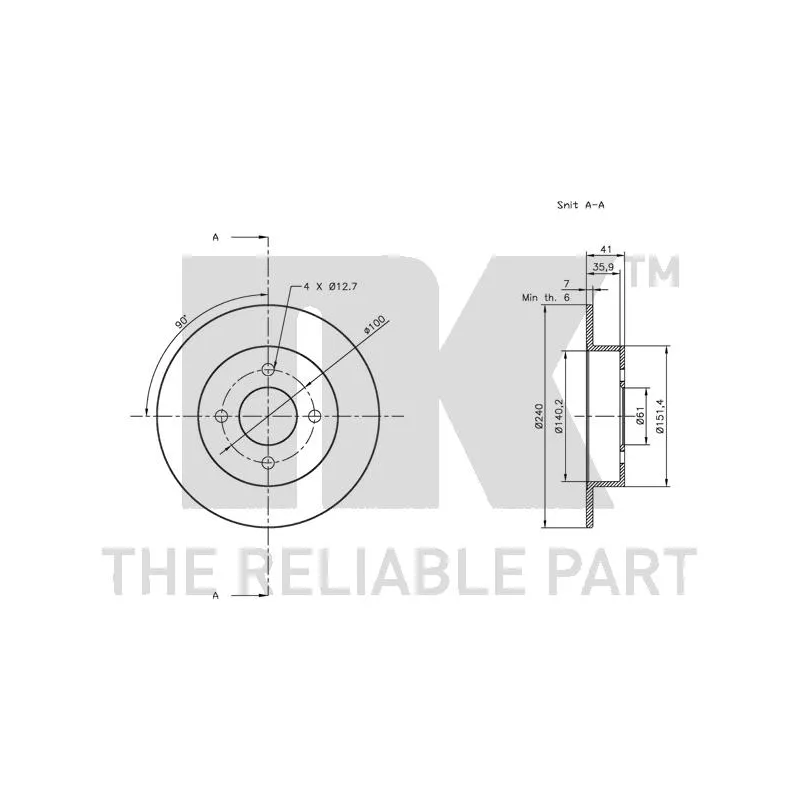 Jeu de 2 disques de frein arrière NK 312253 - Visuel 2