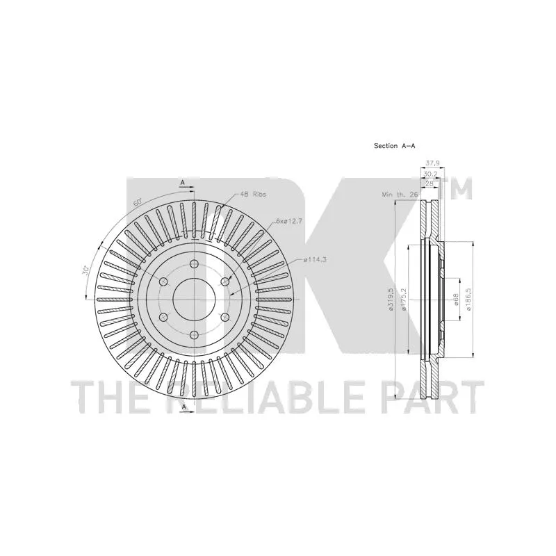 Jeu de 2 disques de frein avant NK 312276 - Visuel 2