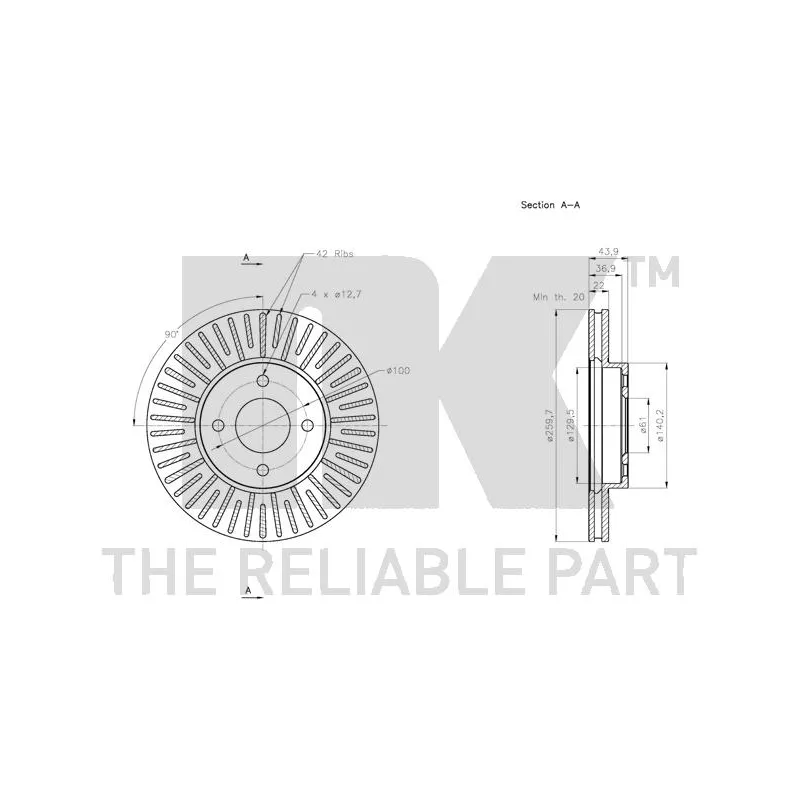 Jeu de 2 disques de frein avant NK 312278 - Visuel 2