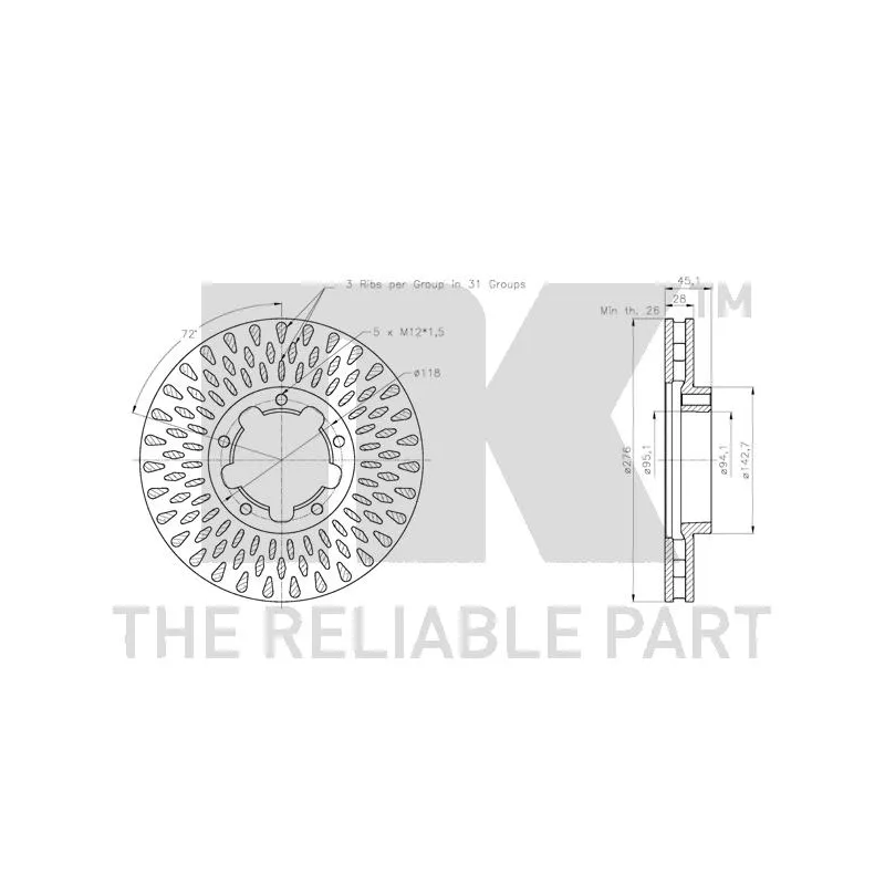 Jeu de 2 disques de frein avant NK 312286 - Visuel 2