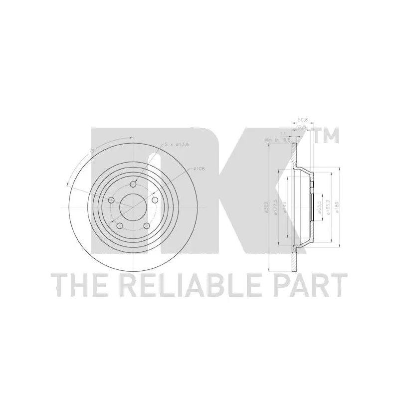 Jeu de 2 disques de frein arrière NK 3125101 - Visuel 2