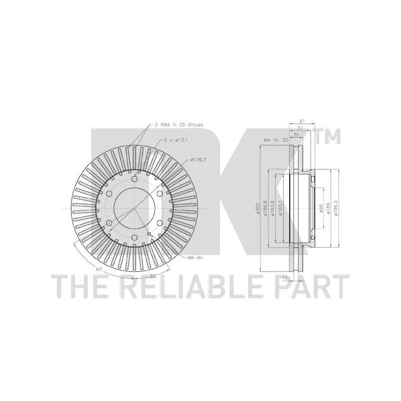 Jeu de 2 disques de frein avant NK 3125104 - Visuel 2