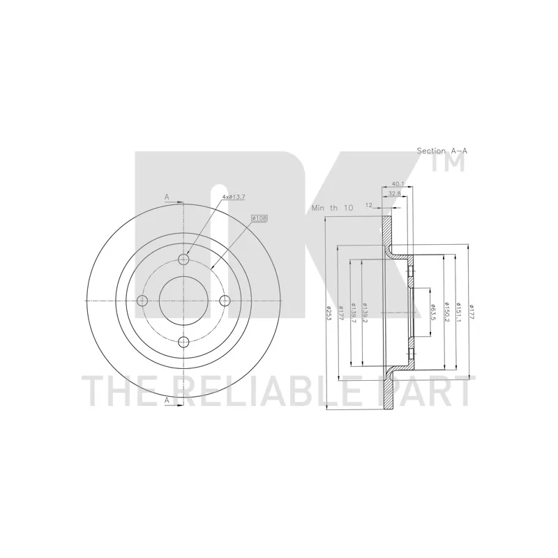 Jeu de 2 disques de frein arrière NK 3125112 - Visuel 2