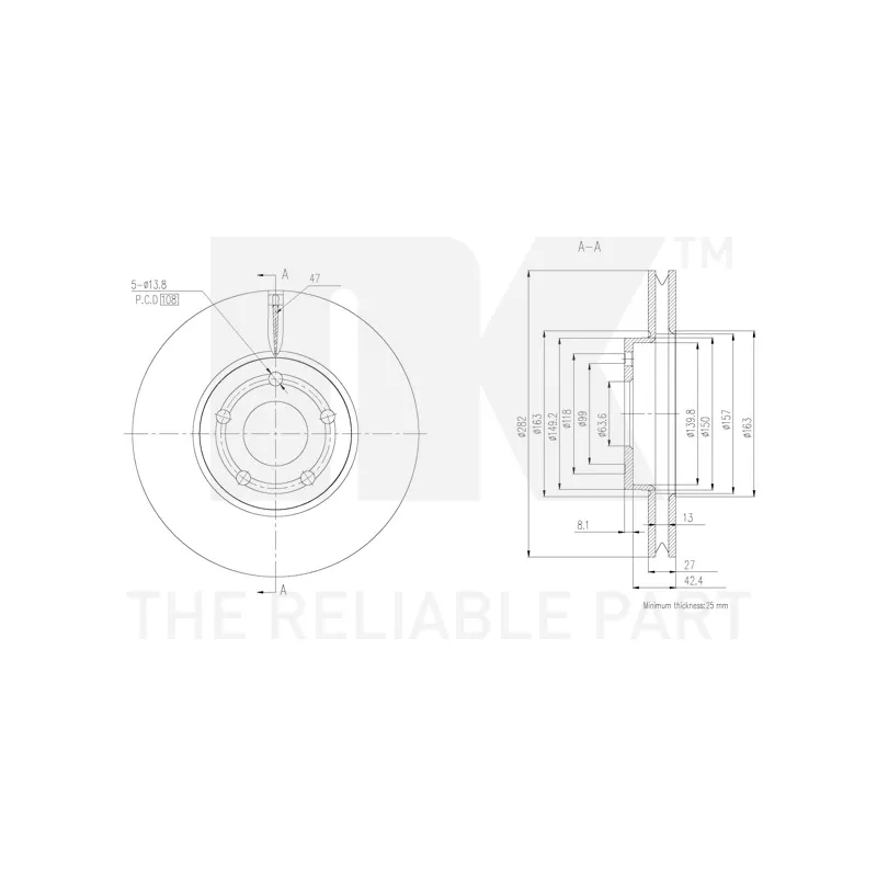 Jeu de 2 disques de frein avant NK 3125115 - Visuel 2