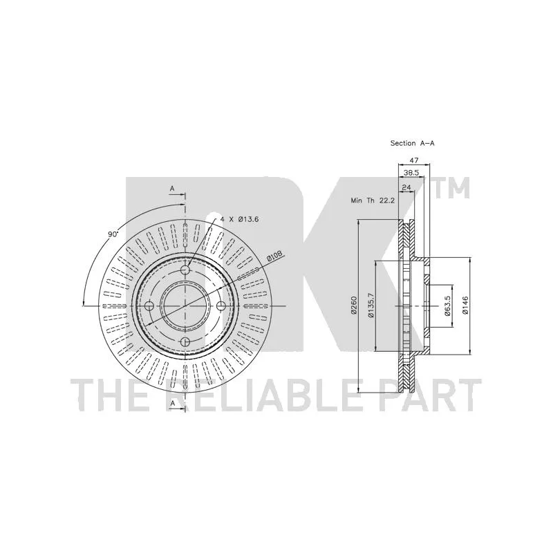 Jeu de 2 disques de frein avant NK 312533 - Visuel 2