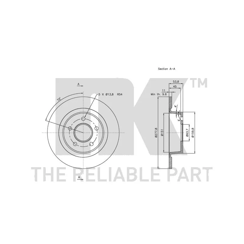 Jeu de 2 disques de frein arrière NK 312564 - Visuel 2