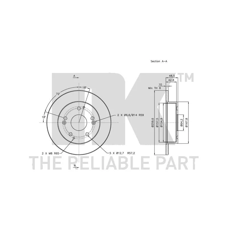 Jeu de 2 disques de frein arrière NK 312634 - Visuel 2