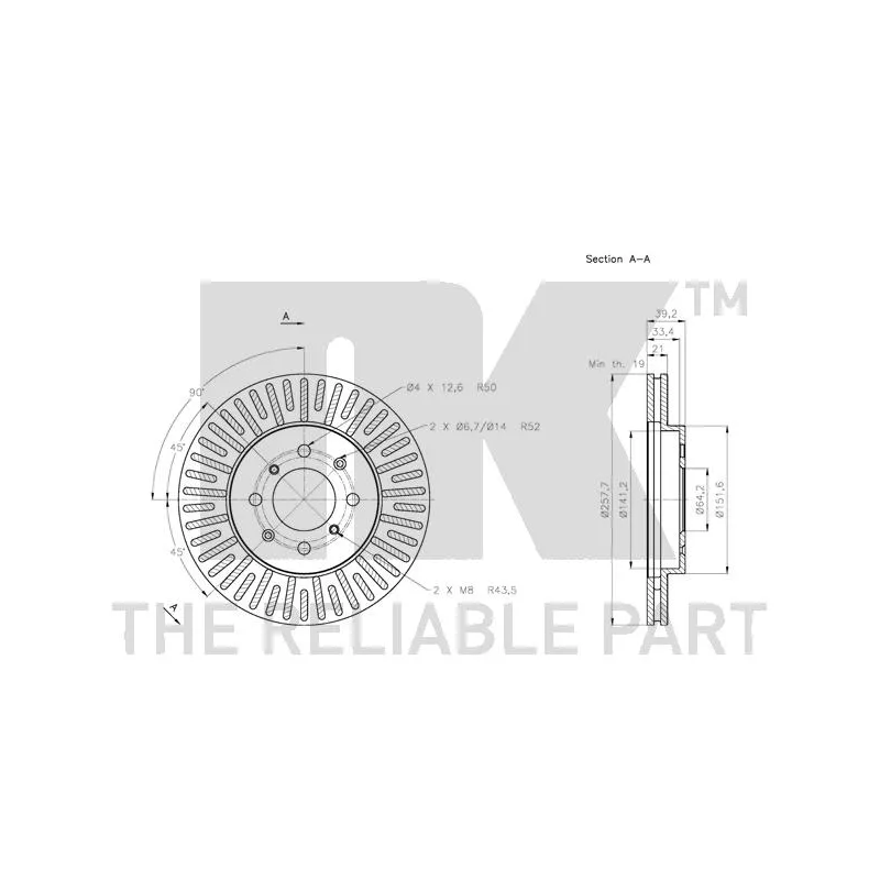 Jeu de 2 disques de frein avant NK 312647 - Visuel 2