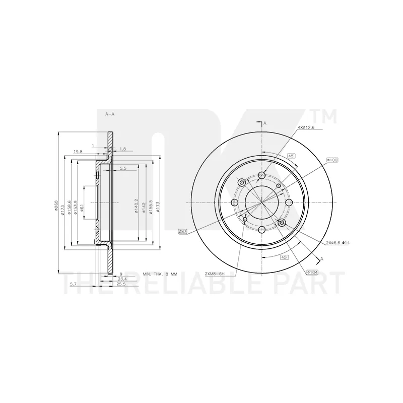 Jeu de 2 disques de frein arrière NK 312670 - Visuel 2