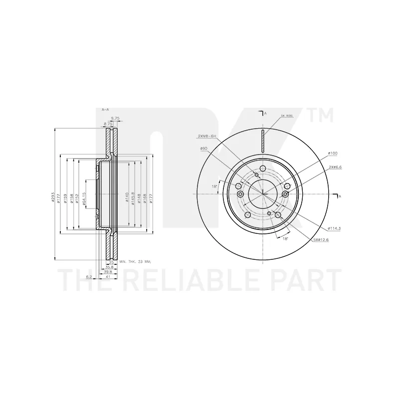 Jeu de 2 disques de frein avant NK 312680 - Visuel 2