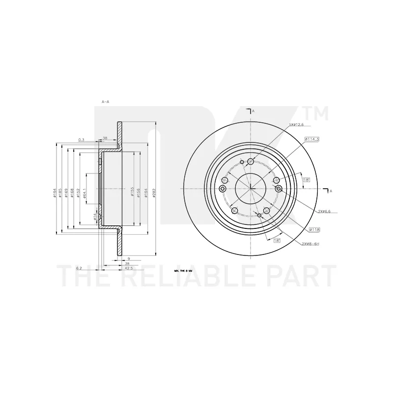 Jeu de 2 disques de frein arrière NK 312681 - Visuel 2