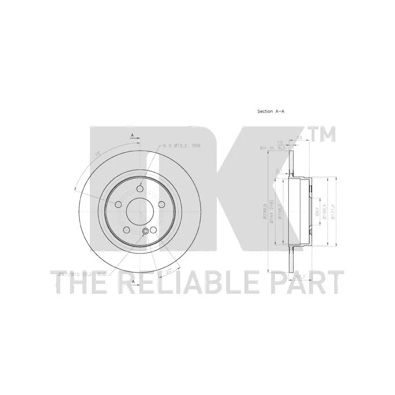 Jeu de 2 disques de frein arrière NK 3133101 - Visuel 2