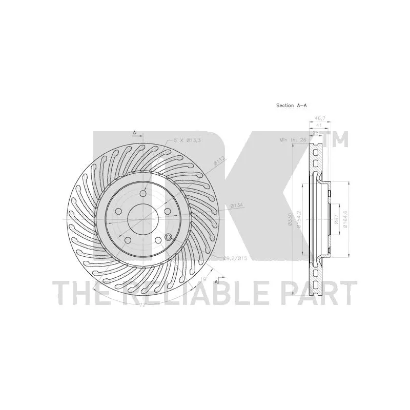 Jeu de 2 disques de frein avant NK 3133114 - Visuel 2