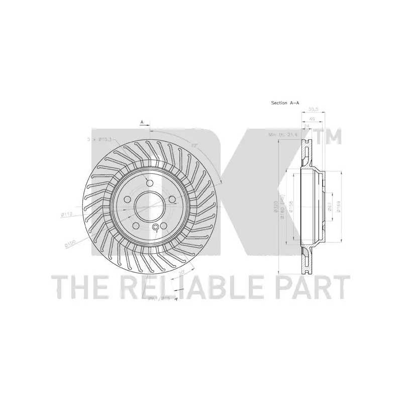 Jeu de 2 disques de frein arrière NK 3133120 - Visuel 2