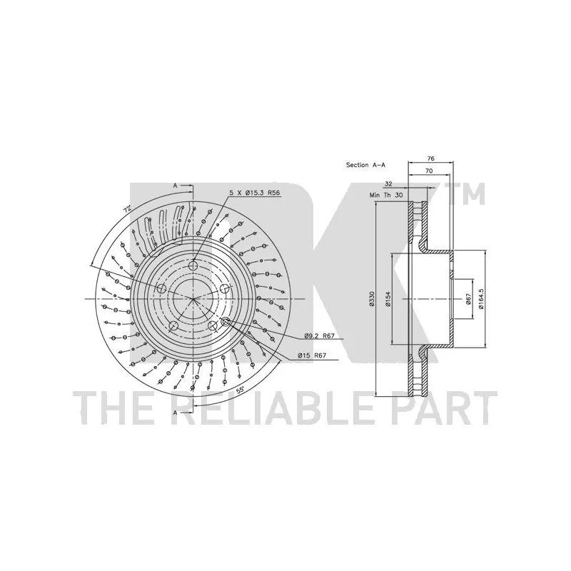 Jeu de 2 disques de frein avant NK 313351 - Visuel 2