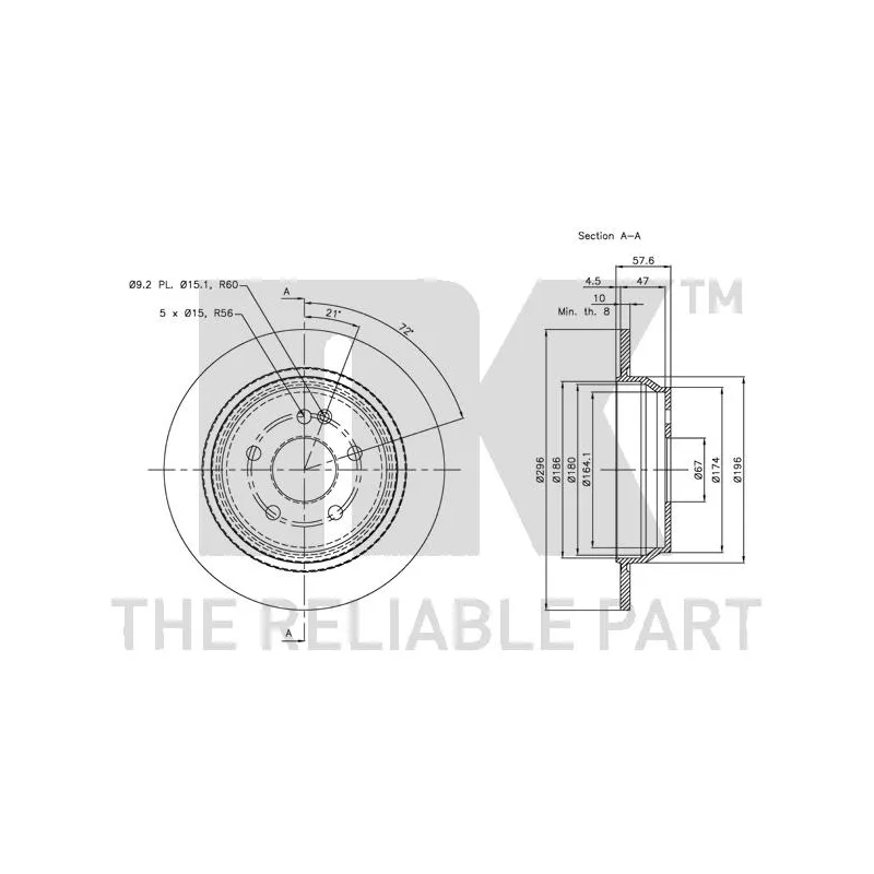 Jeu de 2 disques de frein arrière NK 313376 - Visuel 2