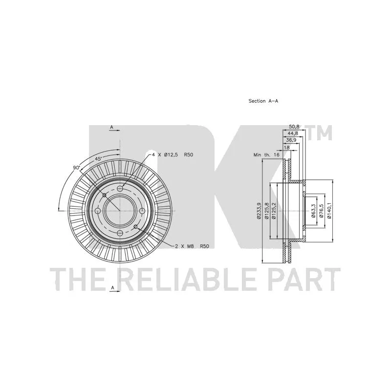Jeu de 2 disques de frein avant NK 313428 - Visuel 2