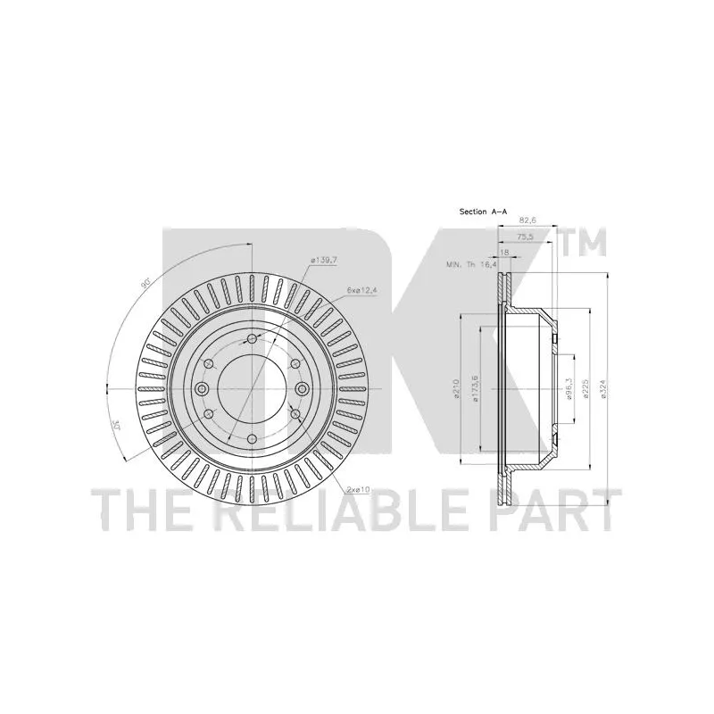 Jeu de 2 disques de frein arrière NK 313437 - Visuel 2