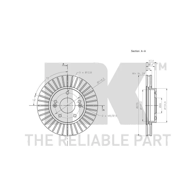Jeu de 2 disques de frein avant NK 313449 - Visuel 2