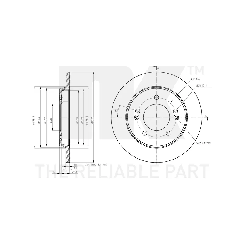 Jeu de 2 disques de frein avant NK 313462 - Visuel 2