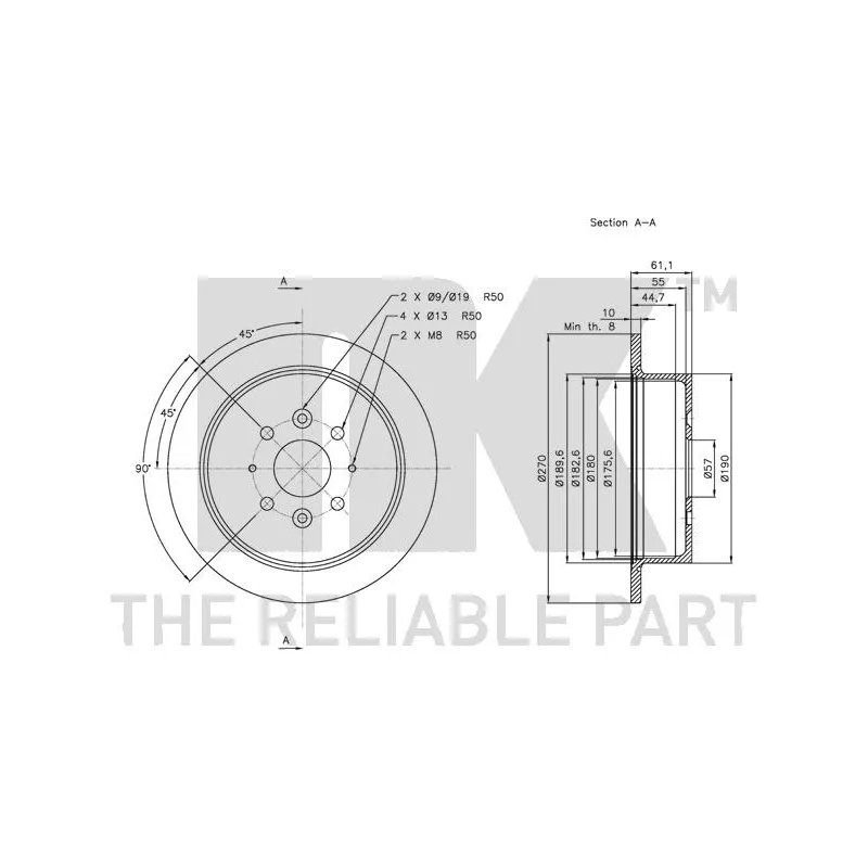 Jeu de 2 disques de frein arrière NK 313521 - Visuel 2