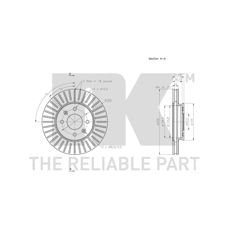 Jeu de 2 disques de frein avant NK 313537 - Visuel 2