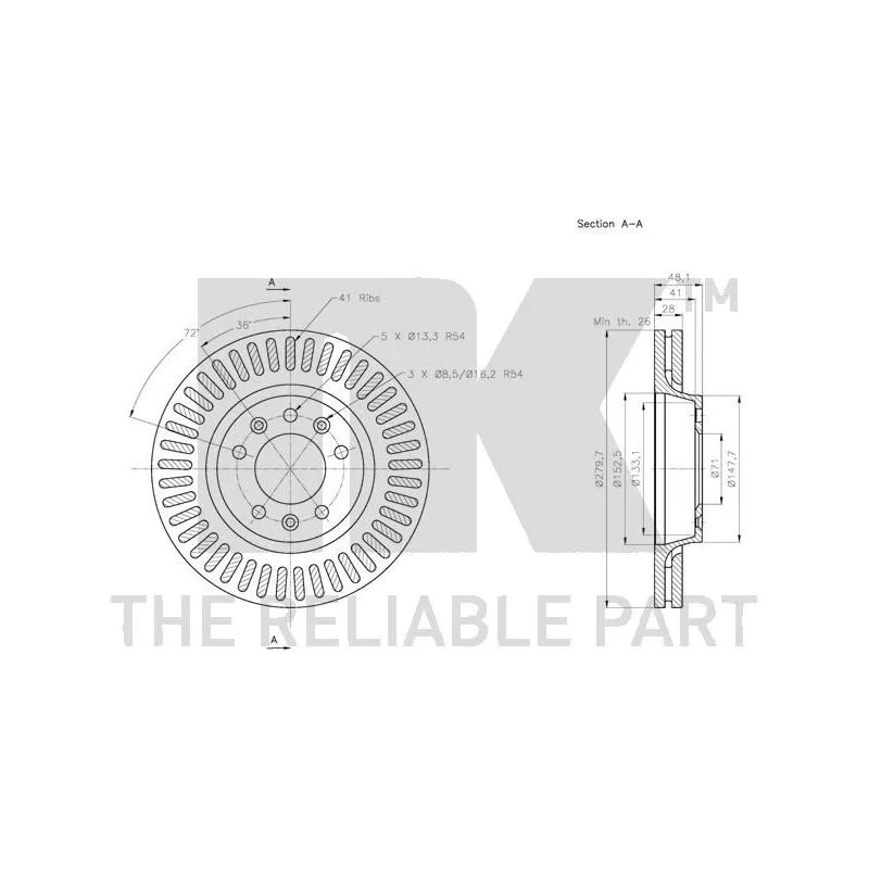 Jeu de 2 disques de frein avant NK 313735 - Visuel 2
