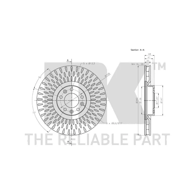Jeu de 2 disques de frein avant NK 313745 - Visuel 2