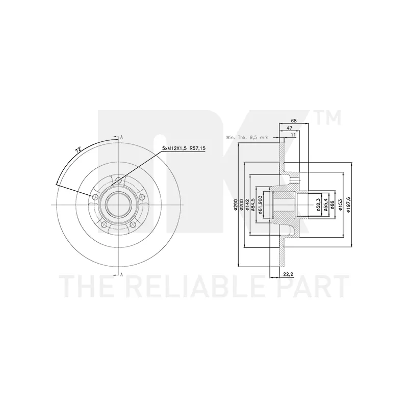 Jeu de 2 disques de frein arrière NK 3139109 - Visuel 2