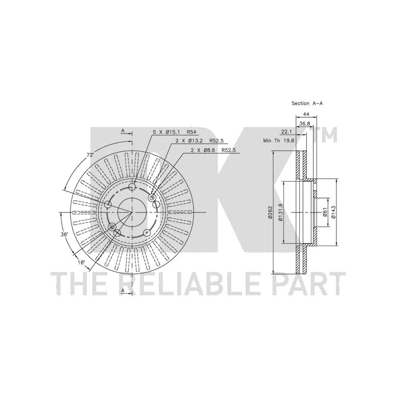 Jeu de 2 disques de frein avant NK 313912 - Visuel 2