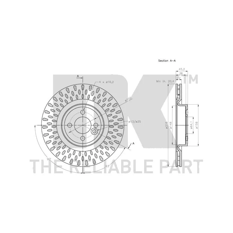 Jeu de 2 disques de frein avant NK 314046 - Visuel 2