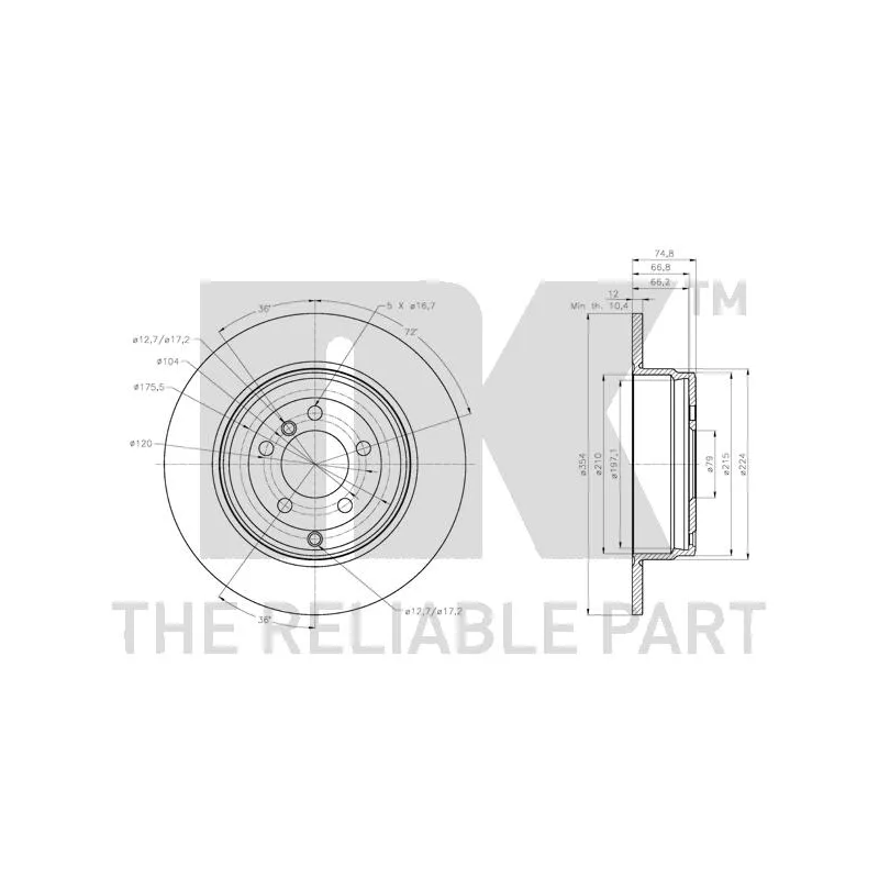 Jeu de 2 disques de frein arrière NK 314047 - Visuel 2