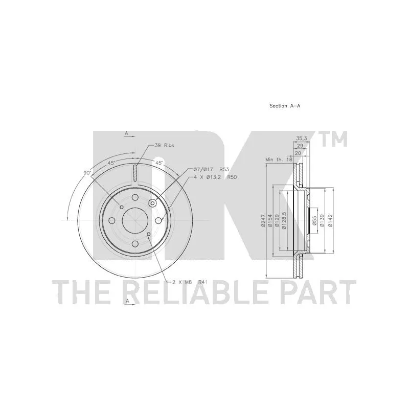 Jeu de 2 disques de frein avant NK 3145102 - Visuel 2