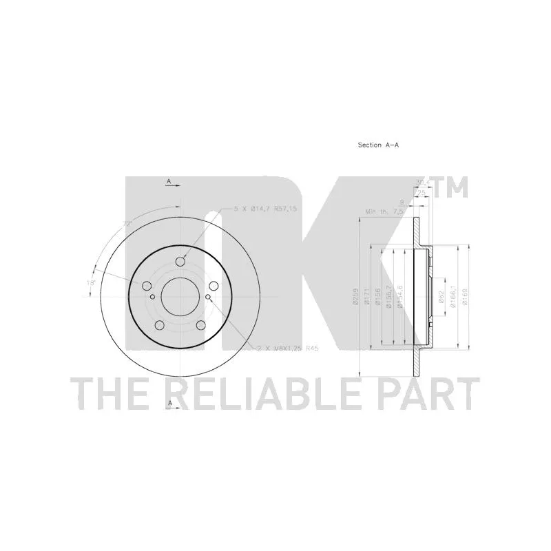Jeu de 2 disques de frein arrière NK 3145124 - Visuel 2