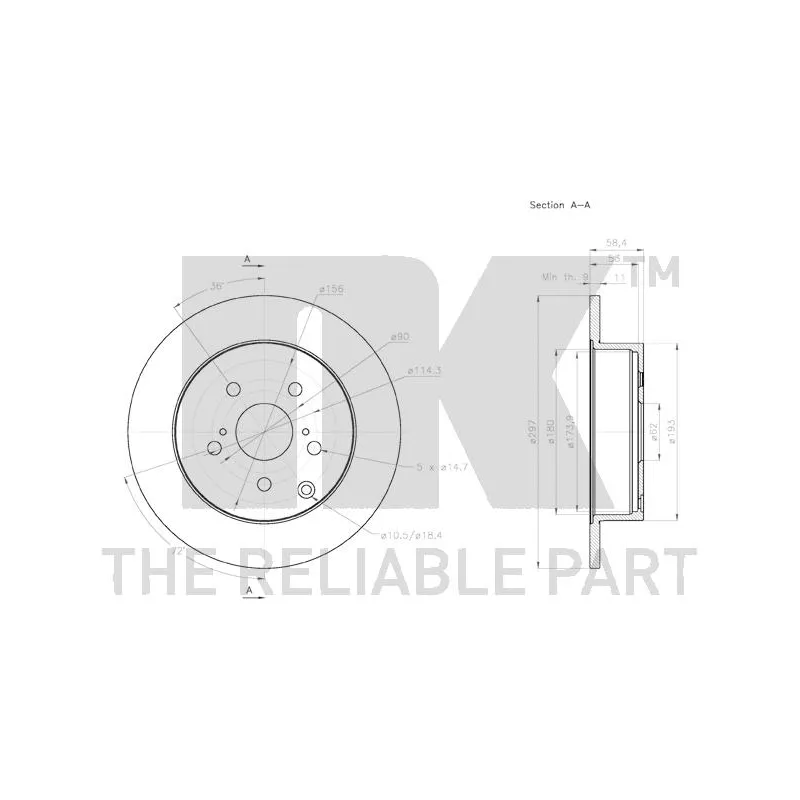 Jeu de 2 disques de frein arrière NK 3145136 - Visuel 2