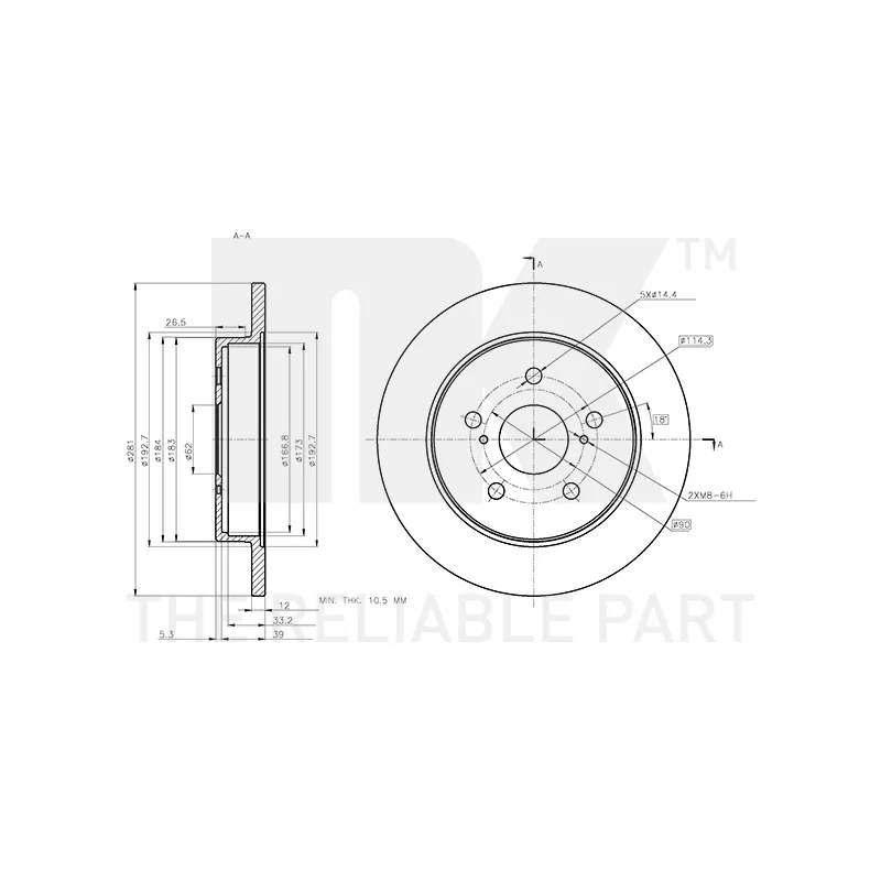 Jeu de 2 disques de frein arrière NK 3145181 - Visuel 2