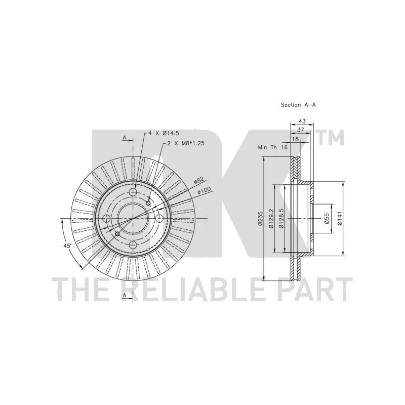 Jeu de 2 disques de frein avant NK 314565 - Visuel 2
